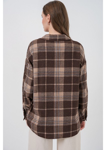 Kadın Bdart Regular Fit Oduncu Gömlek Mocha Kahvesi