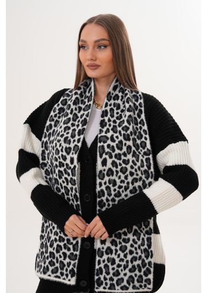 Lüks Yumuşak Dokulu Leopar Atkı Bere Seti|kaliteli Triko Kombin fırsatları