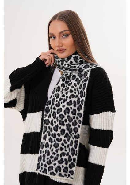 Lüks Yumuşak Dokulu Leopar Atkı Bere Seti|kaliteli Triko Kombin indirimleri