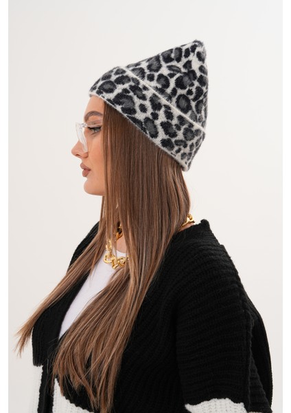 Lüks Yumuşak Dokulu Leopar Atkı Bere Seti|kaliteli Triko Kombin