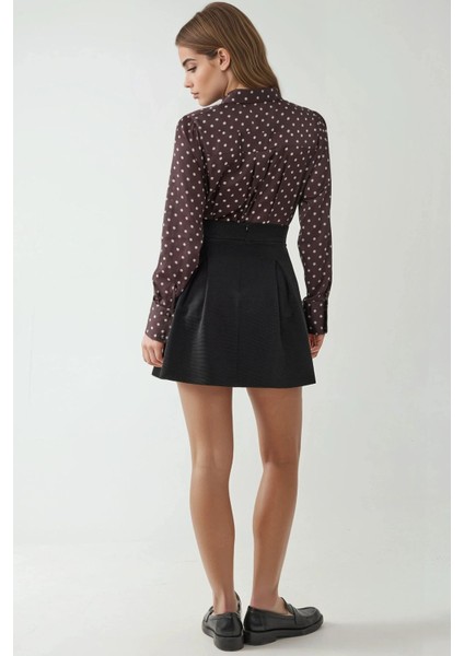 Kadın Fermuarlı Pileli Mini Etek Siyah modelleri