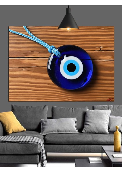 Nazarlık Mavi Göz Figürü Dekoratif Kanvas - Mdf Ahşap Tablo fiyatları