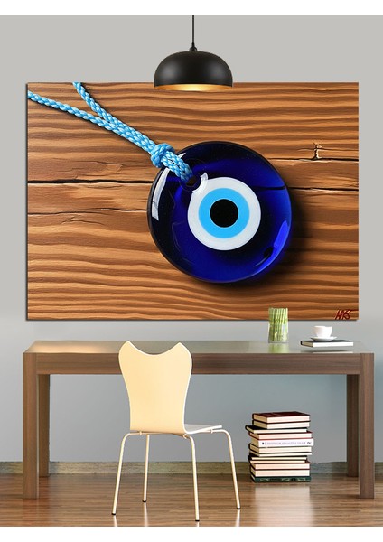 Nazarlık Mavi Göz Figürü Dekoratif Kanvas - Mdf Ahşap Tablo fırsatları