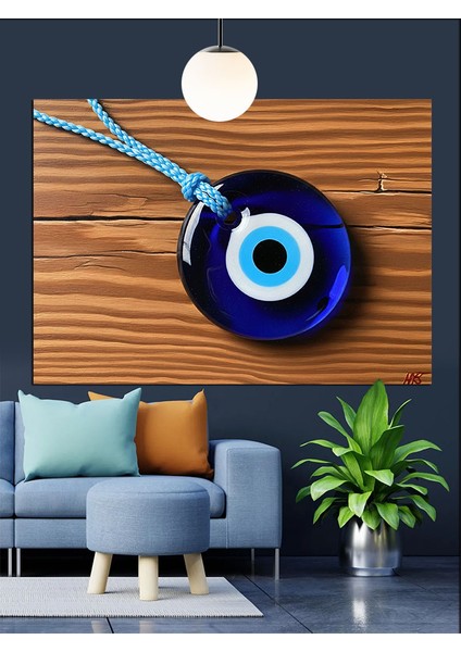 Nazarlık Mavi Göz Figürü Dekoratif Kanvas - Mdf Ahşap Tablo indirimleri