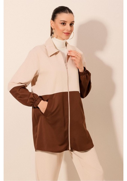 Kadın Bdart Fermuarlı Renk Bloklu Trençkot Mocha Kahvesi fırsatları