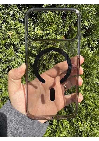 Iphone 17 Pro Max Uyumlu Şeffaf Siyah Kamera Kısmı Açık Mika Sert Magsafe Kılıf