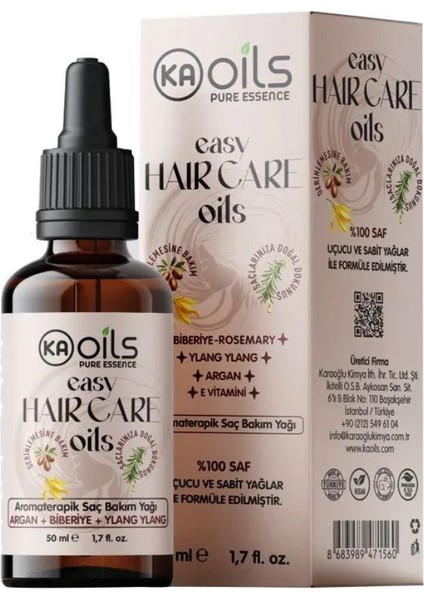 Easy Hair Care - Aromaterapik Doğal Saç Bakım Yağı 50 ml | Yeni Saç Oluşumunu Destekler, Güçlü ve Sağlıklı Görünüm Için