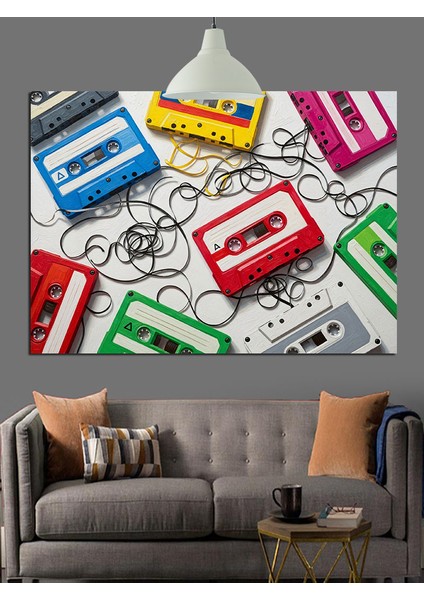 Retro Kasetler Müzik Aksesuarları Dekoratif Kanvas - Mdf Ahşap Tablo modelleri