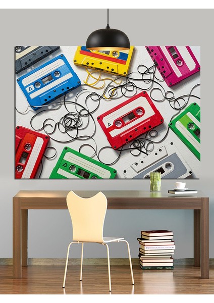 Retro Kasetler Müzik Aksesuarları Dekoratif Kanvas - Mdf Ahşap Tablo fırsatları