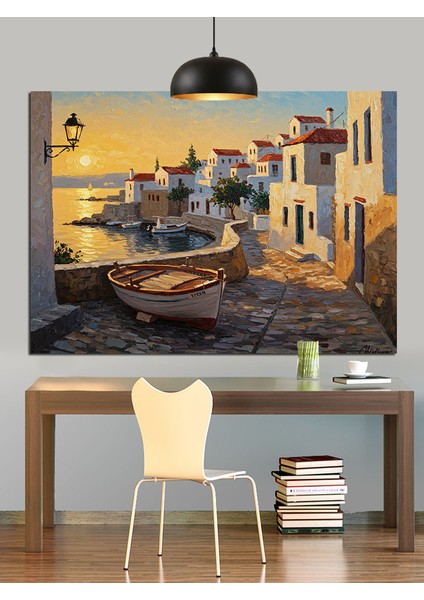 Yunan Adaları Deniz Manzarası Dekoratif Kanvas - Mdf Ahşap Tablo modelleri