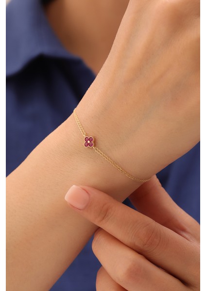 14 Ayar Altın Çiçek Bileklik modelleri