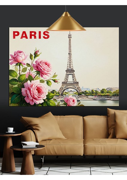 Eyfel Kulesi Çiçek Paris Dekoratif Kanvas - Mdf Ahşap Tablo fiyatları