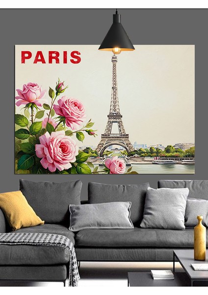 Eyfel Kulesi Çiçek Paris Dekoratif Kanvas - Mdf Ahşap Tablo modelleri