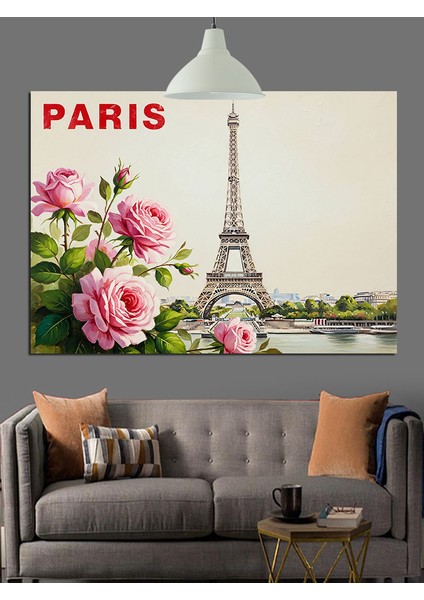 Eyfel Kulesi Çiçek Paris Dekoratif Kanvas - Mdf Ahşap Tablo fırsatları