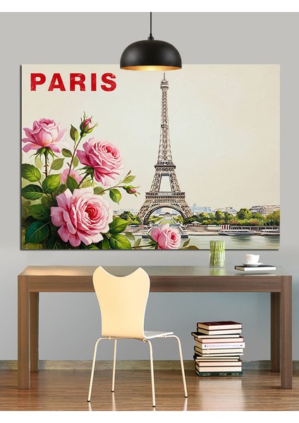 Eyfel Kulesi Çiçek Paris Dekoratif Kanvas - Mdf Ahşap Tablo indirimleri