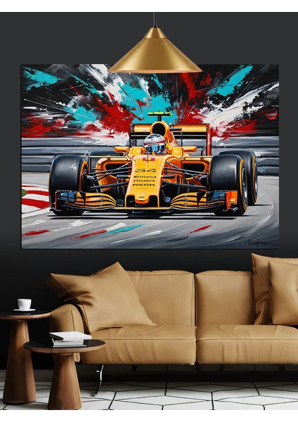 Formula 1 Yarış Arabası Dekoratif Kanvas - Mdf Ahşap Tablo