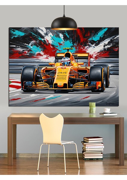 Formula 1 Yarış Arabası Dekoratif Kanvas - Mdf Ahşap Tablo fırsatları