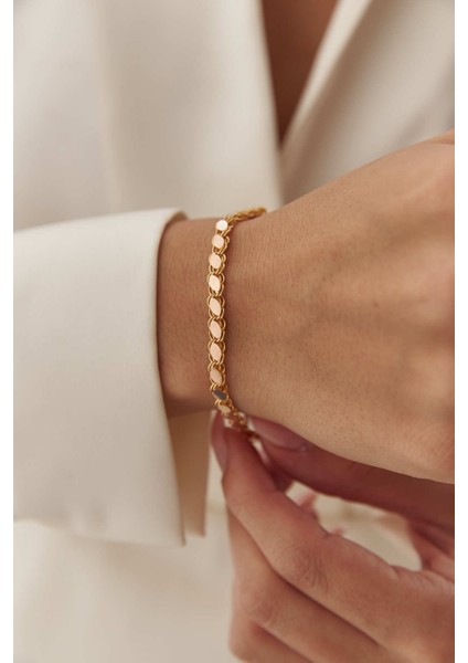 14 Ayar Altın Kalın Pullu Bileklik