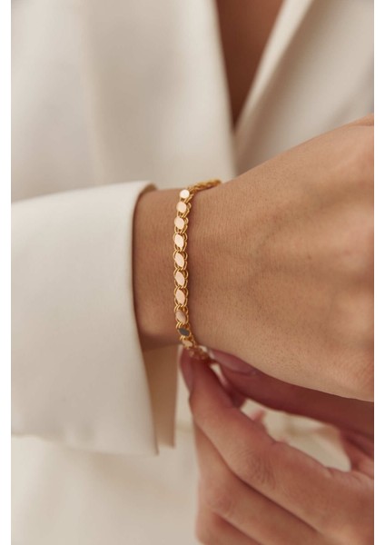 14 Ayar Altın Kalın Pullu Bileklik modelleri