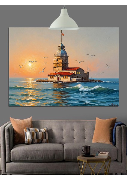 Istanbul Kız Kulesi Deniz Dekoratif Kanvas - Mdf Ahşap Tablo fiyatları