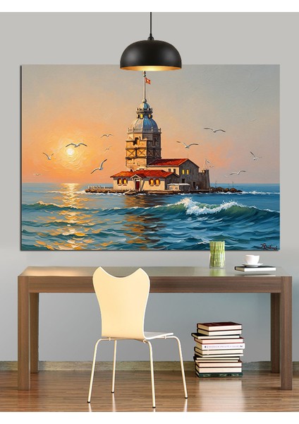 Istanbul Kız Kulesi Deniz Dekoratif Kanvas - Mdf Ahşap Tablo modelleri