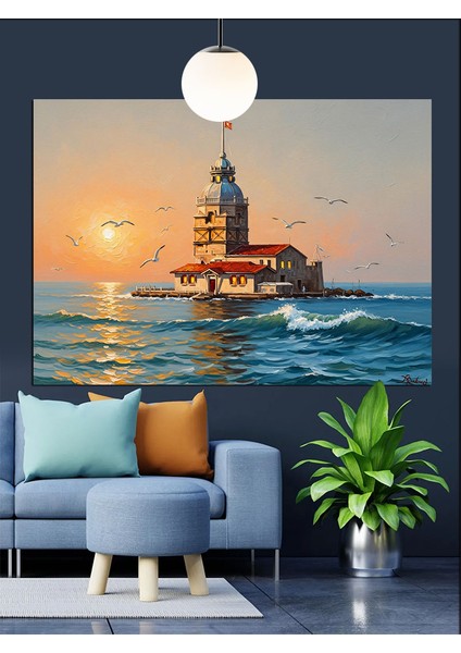 Istanbul Kız Kulesi Deniz Dekoratif Kanvas - Mdf Ahşap Tablo fırsatları