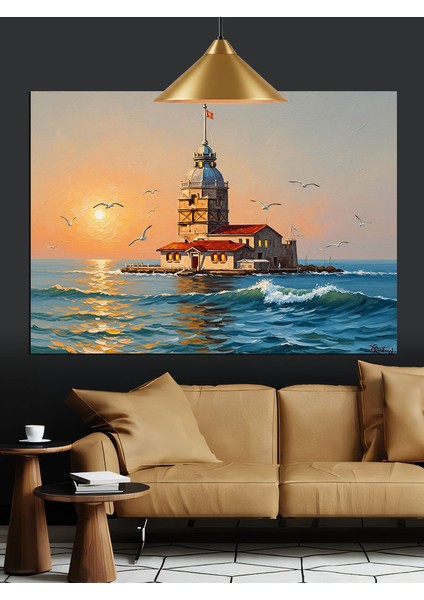 Istanbul Kız Kulesi Deniz Dekoratif Kanvas - Mdf Ahşap Tablo indirimleri