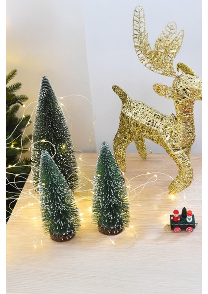 3 Adet 18CM 2x 12CM Yıbaşı Süsü Mini Yılbaşı Ağacı Kar Efektli Çam Dekor Noel Süsü modelleri