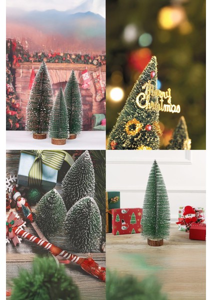 3 Adet 18CM 2x 12CM Yıbaşı Süsü Mini Yılbaşı Ağacı Kar Efektli Çam Dekor Noel Süsü fırsatları