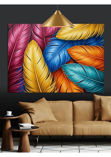 Tüylü Soyut Renk Detay Dekoratif Kanvas - Mdf Ahşap Tablo fiyatları