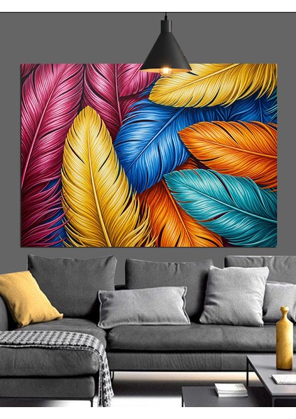 Tüylü Soyut Renk Detay Dekoratif Kanvas - Mdf Ahşap Tablo modelleri