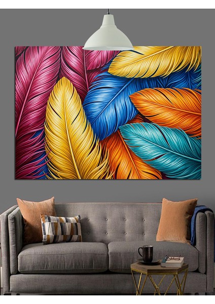 Tüylü Soyut Renk Detay Dekoratif Kanvas - Mdf Ahşap Tablo fırsatları