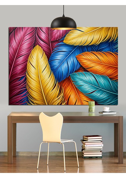 Tüylü Soyut Renk Detay Dekoratif Kanvas - Mdf Ahşap Tablo indirimleri