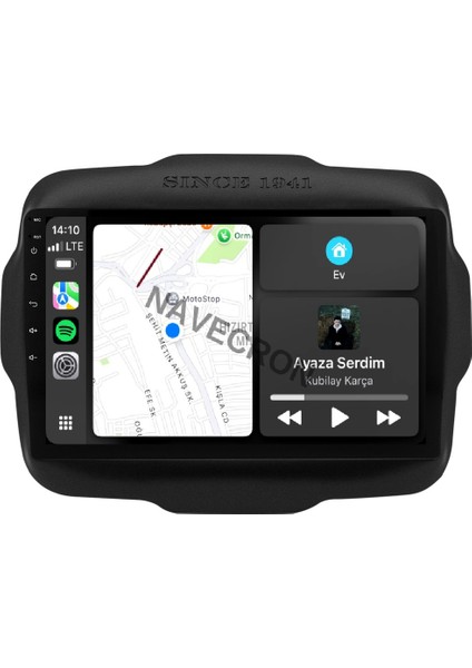 Jeep Renegade 9" Uyumlu Android Multimedia Gerçek 4/64 Kablosuz Carplay Geri Görüş Kameralı