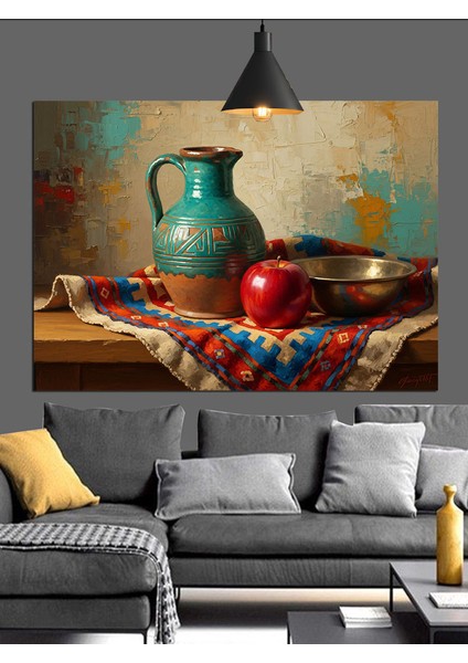 Natürmort Sürahi Meyve Kase Dekoratif Kanvas - Mdf Ahşap Tablo fiyatları