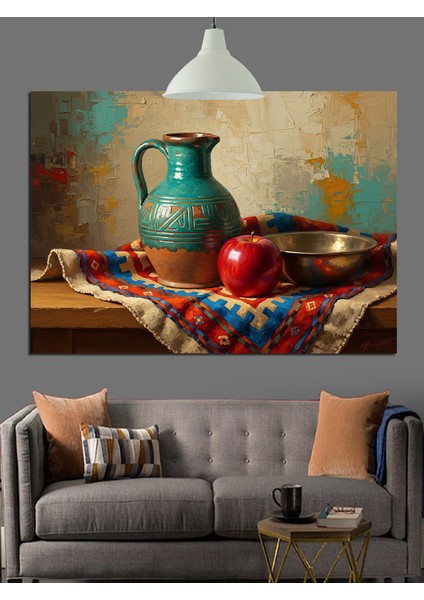 Natürmort Sürahi Meyve Kase Dekoratif Kanvas - Mdf Ahşap Tablo modelleri