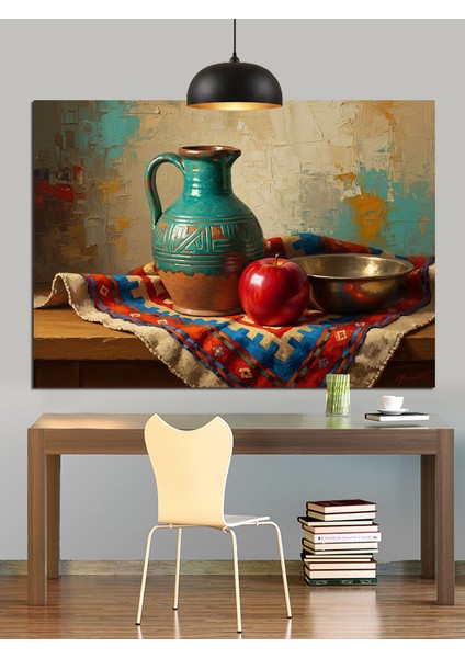 Natürmort Sürahi Meyve Kase Dekoratif Kanvas - Mdf Ahşap Tablo fırsatları