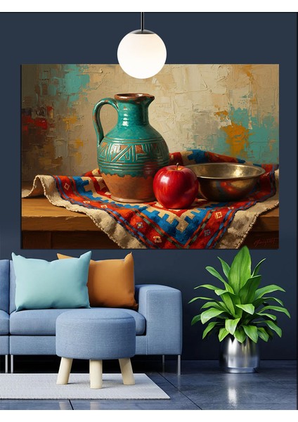 Natürmort Sürahi Meyve Kase Dekoratif Kanvas - Mdf Ahşap Tablo indirimleri