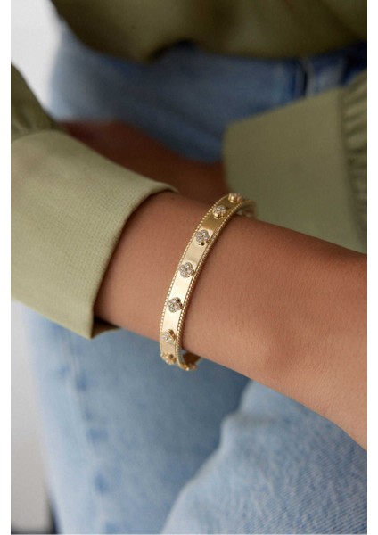 14 Ayar Altın Italyan Yoncası Kelepçe