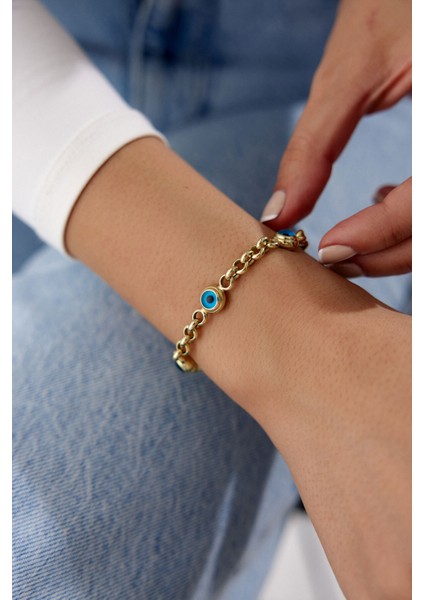 14 Ayar Altın Sosyete Gözü Bileklik Üçlü