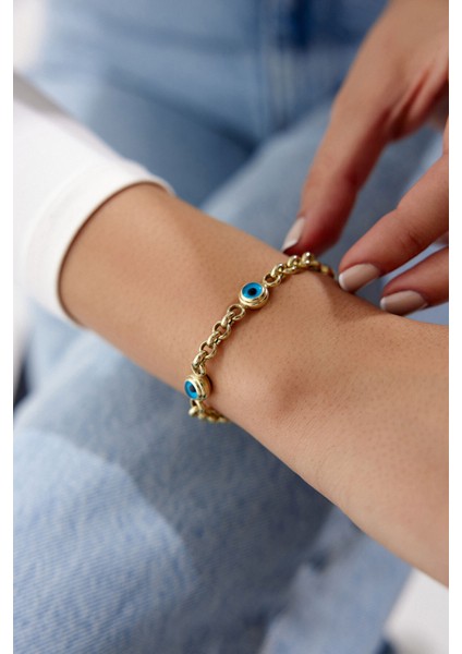 14 Ayar Altın Sosyete Gözü Bileklik Üçlü fiyatları