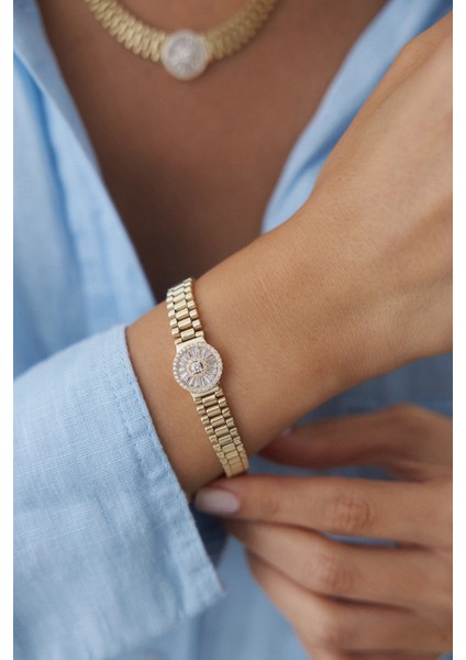 14 Ayar Altın Trapez Baget Kordon Bileklik