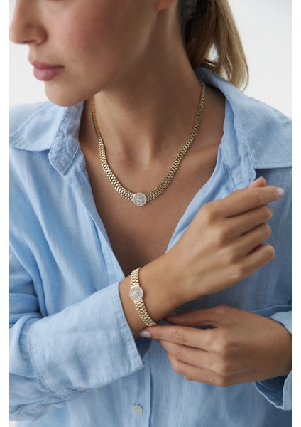 14 Ayar Altın Trapez Baget Kordon Bileklik modelleri