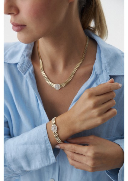 14 Ayar Altın Trapez Baget Kordon Bileklik fırsatları