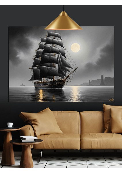 Okyanusta Eski Yelkenli Gemi Dekoratif Kanvas - Mdf Ahşap Tablo fiyatları