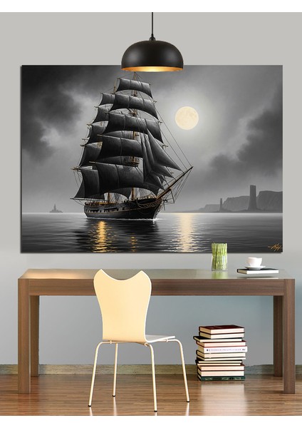 Okyanusta Eski Yelkenli Gemi Dekoratif Kanvas - Mdf Ahşap Tablo indirimleri