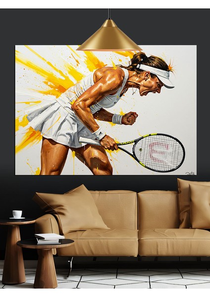 Tenis Oynayan Kadın Sporcu Dekoratif Kanvas - Mdf Ahşap Tablo modelleri