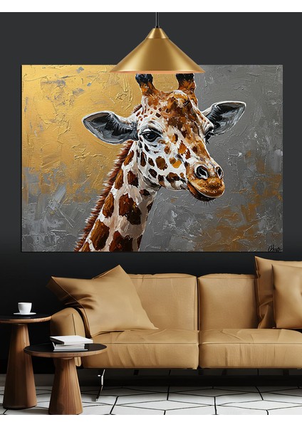 Zürafa Portresi Dekoratif Kanvas - Mdf Ahşap Tablo