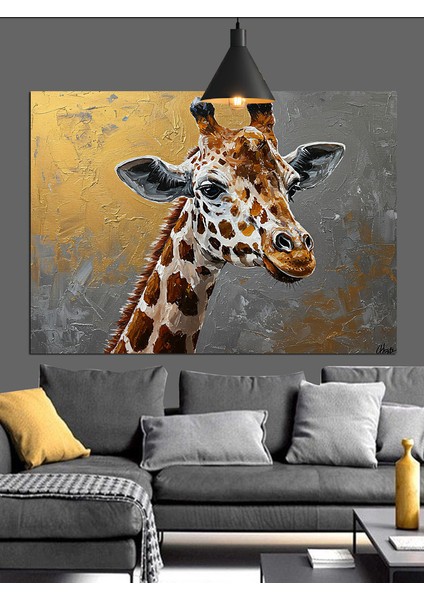 Zürafa Portresi Dekoratif Kanvas - Mdf Ahşap Tablo fiyatları