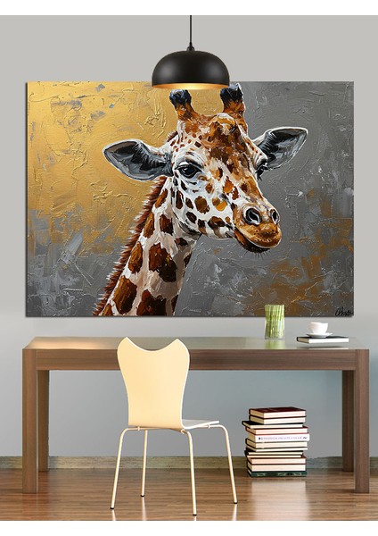 Zürafa Portresi Dekoratif Kanvas - Mdf Ahşap Tablo fırsatları